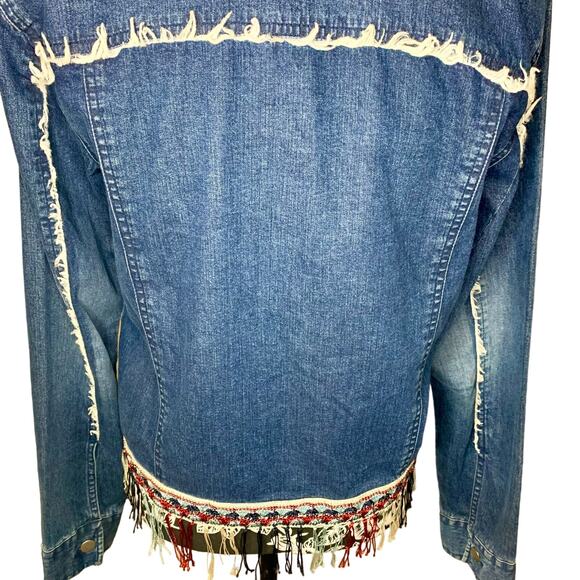 100% Cotton Vintage Boho Western Jean Jacket - Picture 4 of 5